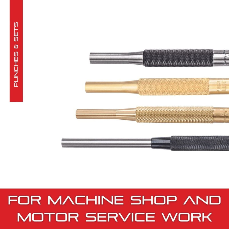Starrett Extra-Long Brass Drive Pin Punch with Knurled Grip for Driving Pins Into or Out of a Workpiece, Softer Materials, Non-Sparking - 8" Length, 3/8" Punch Diameter - B248E (Pack of 2) 3/8" (Pack of 2)