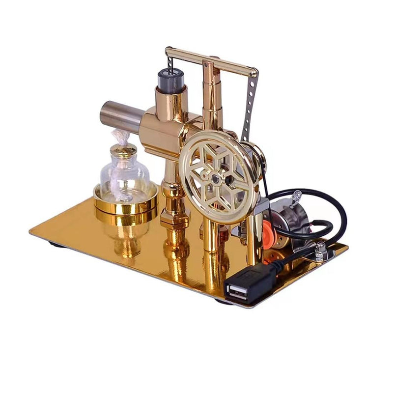 [Australia - AusPower] - Hot Air Stirling Motor Power Generator Alpha Engine Model with LED Lights Kit Teaching Stirling Engine Kit for Adults Desktop Educational (D) D 