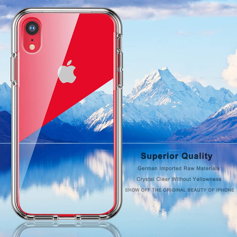 [Australia - AusPower] - COOLQO Compatible for iPhone XR Case, with [2 x Tempered Glass Screen Protector] Clear 360 Full Body Coverage Hard PC+Soft Silicone TPU 3in1 [Heavy Duty Shockproof Defender] Phone Protective Cover 111_Clear XR 6.1 inch 