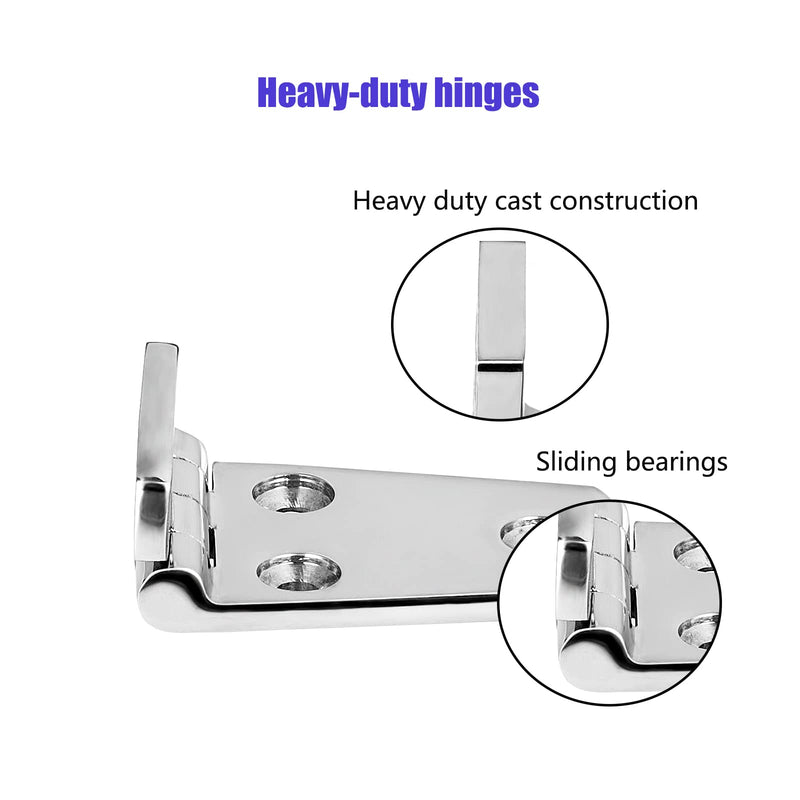 Marine Boat Hatch Hinges Stainless Steel, 3 inch x 1.5 inches(76 x 38mm) 5 Holes, No Noise, Heavy Duty 316 Stainless Steel with Screws (4 PCS) 3 x 1.5 inch（4 Pieces）