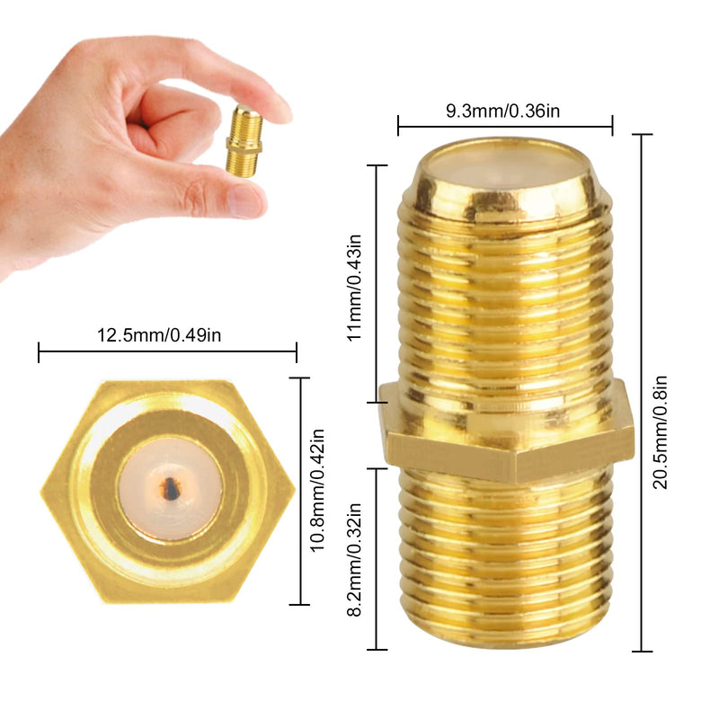 [Australia - AusPower] - VCE Coaxial Cable Connector, RG6 Coax Cable Extender F-Type Gold Plated Adapter Female to Female for TV Cables, 2 Pack 