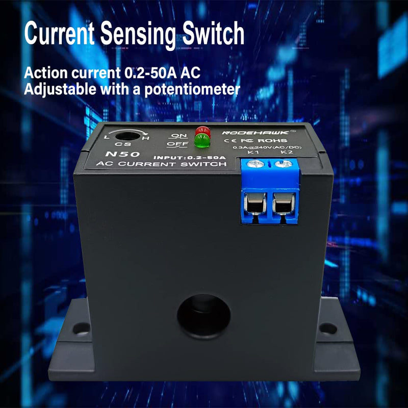 [Australia - AusPower] - Current Sensing Relay AC Current Sensing Switch 0-50A Normally Closed Current Sensor Monitoring Relay (N50) Normally Open 50A 