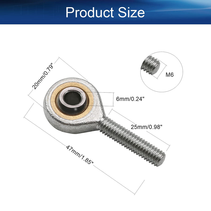[Australia - AusPower] - Bettomshin 2Pcs SAL6T/K M6 Rod End Ball Bearing, 6mm/0.24" Bore Fisheye Male Thread Connector Joint Bearing, Bearing Steel Self-Lubricating Left Hand Rod End Bearing for Machinery Power Tools SAL6T/K 2pcs 