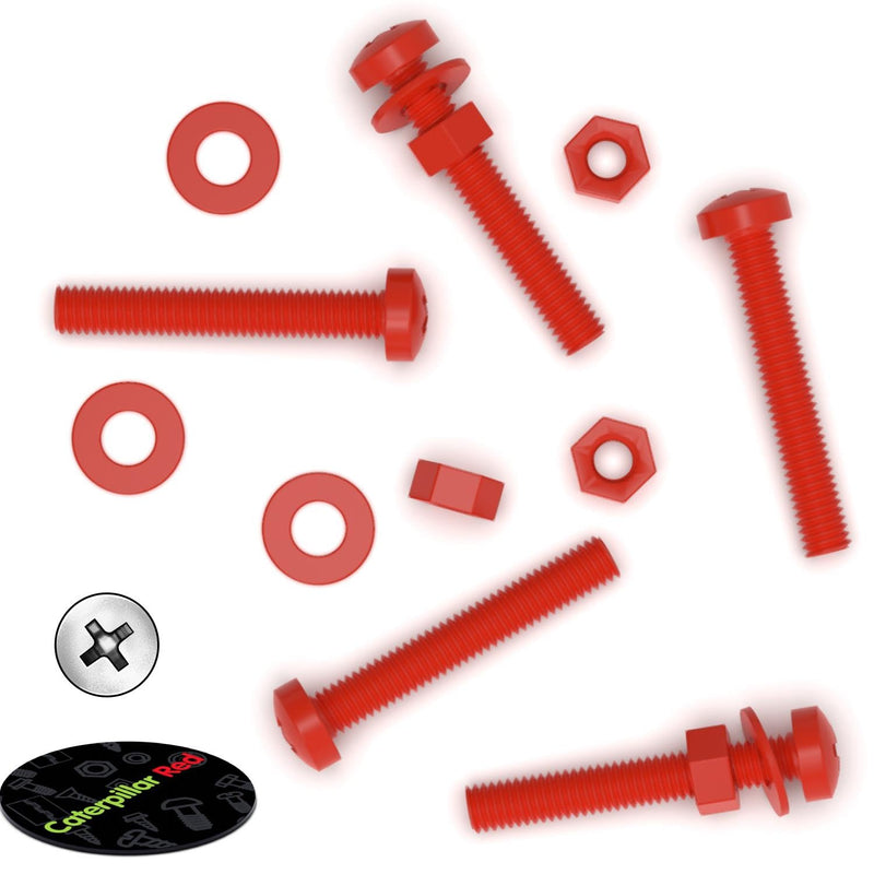[Australia - AusPower] - 20 x Red Pan Head Screws Polypropylene (PP) Plastic Nuts and Bolts, M3 x 20mm, Washers, (3/32 x 25/32 in) 