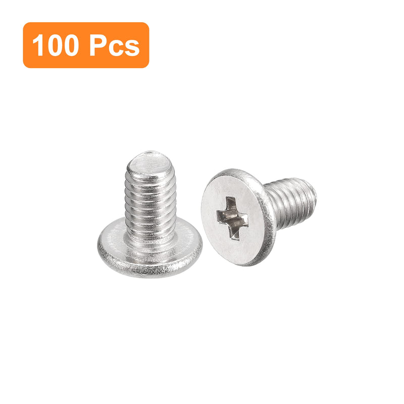 [Australia - AusPower] - uxcell M3-0.5 x 5mm 100Pcs Flat Round Head Screws 304 Stainless Steel Phillips Drive Machine Screws Hardware Fastener for Furniture Connection 