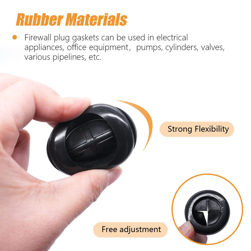[Australia - AusPower] - mankk 33Pcs Rubber Grommet Kit 6 Size (5/8" 13/16" 7/8" 1" 1-3/16" 1-1/2") Drill Hole Round Double Sided Rubber Hole Plug with Retractable Box Knife for Protecting Cable Wire M-119-33PCS 