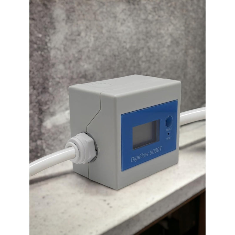 [Australia - AusPower] - Savant 3/8" Countdown Digital Water Timer with LCD Display, Measure Gallon/Liter Flow Rate, Food-Grade Flow Meter for Home rv RO Filter System, with A Pair of 3/8" Quick Fitting 8000T-QF38 