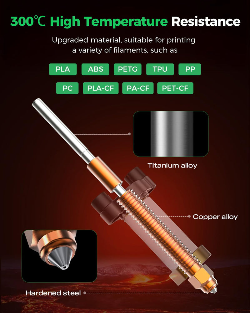 Creality Official K2 Ceramic Heating Block Hotend Kit, with Quick-swap Nozzle Kit, Supports 300°C High Temperature, All-Metal Integrated Design Extruder Hotend Kit for 3D Printers K2 Combo For K2