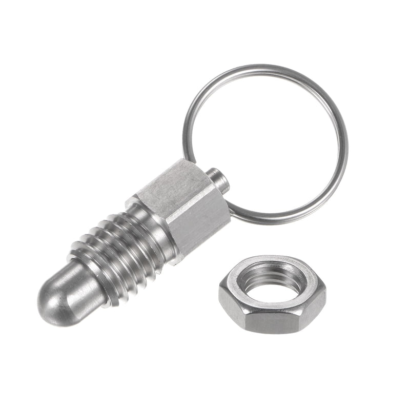 [Australia - AusPower] - Spring Plunger with Pull Ring M12x1.75 Thread Size 0.51" Thread Length Pin Dia.8mm Round Head Stainless Steel Non-Locking Retractable Index Plunger for Industrial Equipment 