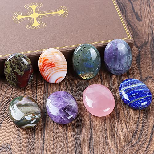 1.8” Inch Lapis Lazuli Palm Stones Thumb Worry Pocket Chakra Crystals for Anxiety, Adult Sensory Items for Woman or Man, Anxiety Relief Items Fidget. Healing Crystals Daily Use