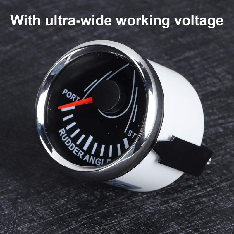 [Australia - AusPower] - Rudder Angle Meter, 52mm Universal Boat Rudder Angle Indicator 0-190ohm with Sensor -32V Backlight Gauge for Yacht Dial Silver Cover Black Dial Silver Cover 