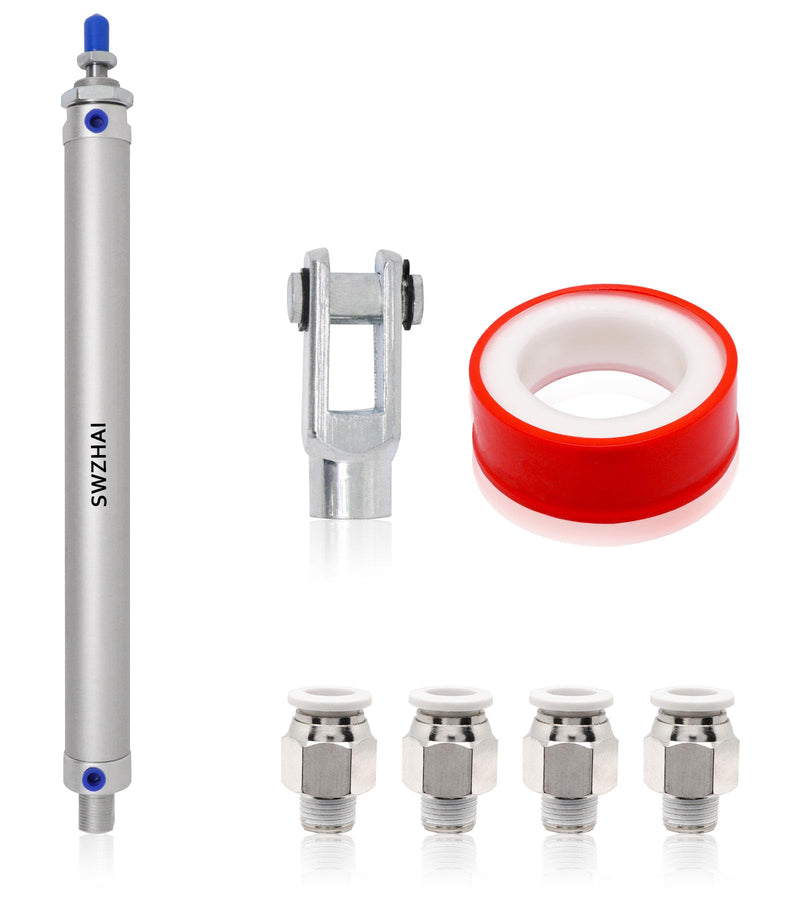 [Australia - AusPower] - Pneumatic Cylinder 25mm Bore 250mm Stroke, Mini Pneumatic Air Cylinders Double Action Single Rod Air Cylinder with Y Connector & 4 Pcs Pneumatic Quick Fitting (MAL25x250) 