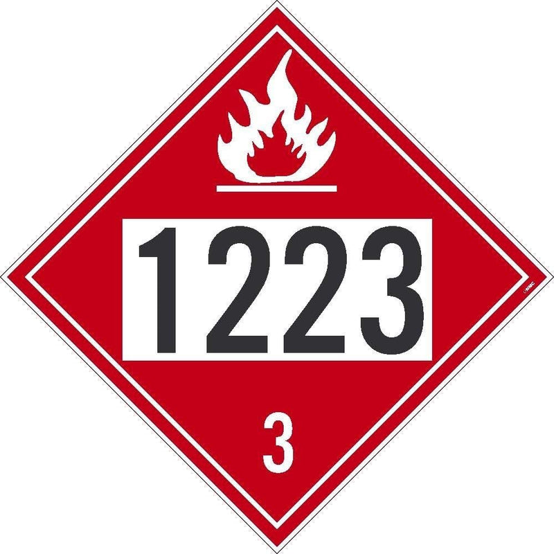 NMC DL182R Placard, Four Digit 1223, 10.75X10.75, Rigid Plastic