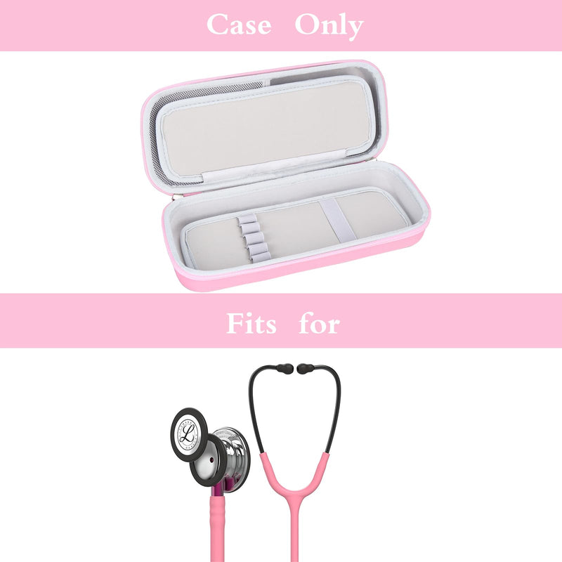 [Australia - AusPower] - Mchoi Stethoscope Case Compatible with 3M Littmann Classic III, Lightweight II S.E, MDF Acoustica Deluxe Stethoscope, Extra Room for Medical Scissors EMT Trauma Shears and Accessories, Pink Grey 