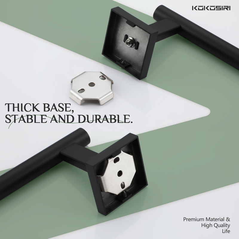 KOKOSIRI Towel Bar Matte Black Bathroom Hardware Hand Towel Rails Wall Mounted Kitchen Toilet Cabinet Paper Holder, Stainless Steel B3008BK 1 Pack