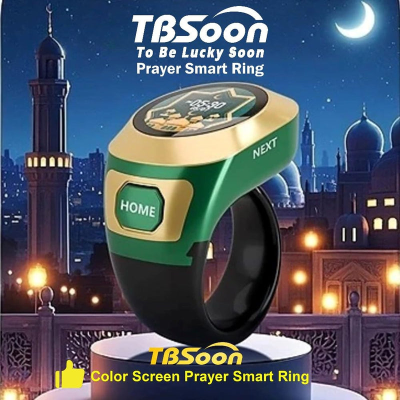 Color Screen Tasbih Smart Ring,Tasbeeh Counters,Prayer Smart Ring,Replaceable Pictures,Electronic Rosary,Forgiveness ring,Large Battery,Large Screen Display,Eid al-Fitr Eid al-Adha Ramadan Gift Black