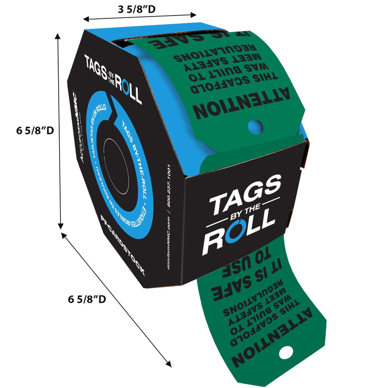 [Australia - AusPower] - 100 Scaffolding Tags by-The-Roll, Attention - Scaffold is Safe to Use, US Made OSHA Compliant Scaffold Tags, Waterproof PF-Cardstock, Resists Tears, 6.25"x3", TAR711 100 Tags 