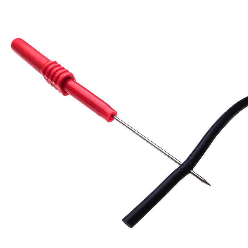 [Australia - AusPower] - 4pcs Soft PVC Flexible Non-Destructive Back Piercing Probe Kit Nickel Plating Needle Pin PA Insulation for Multimeter Test Cables Testing Red/Black 