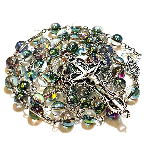 Rosary Beads Chaplet Dazzle Artificial Crystal Glass Rosery Cross Catholic gifts Multi