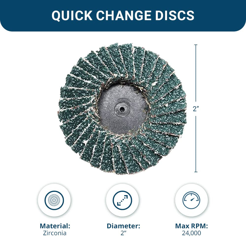 [Australia - AusPower] - Benchmark Abrasives 2" Quick Change Zirconia Flap Disc Grinding Wheel with Male R-Type Back Design - Cleaning Finishing Deburring of Irregular Surfaces - for Die Grinder & More (10 Pack) 36 Grit 