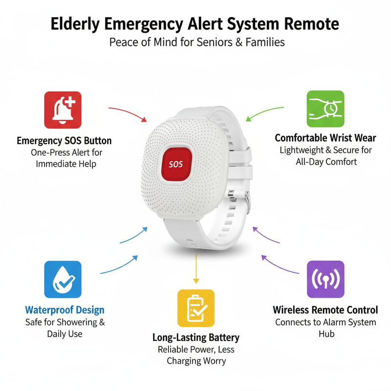 Life Alert Systems for Seniors No Monthly Fee, App-Controlled Caregiver Pager, 1–6 LED Number Reminder Function 1Waterproof Wrist Remote 2Call Button 1Receiver(Only Supports 2.4GHz Wi-Fi) 2 neckband remotes + 1 wristband+ 1 receiver