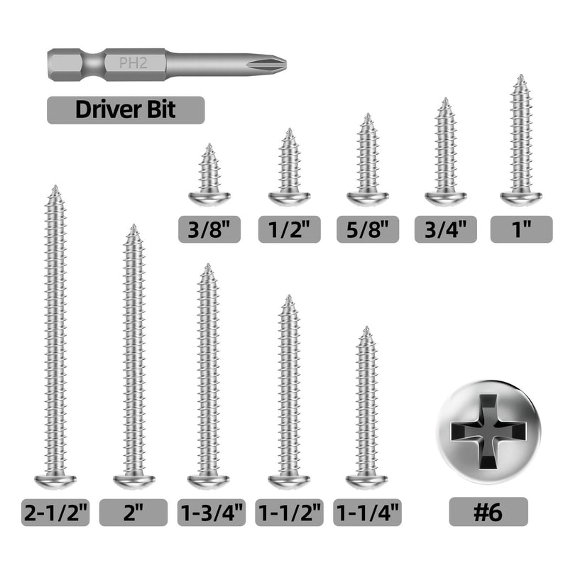 [Australia - AusPower] - #6 x 3/8" Pan Head Sheet Metal Screws, Self Tapping Screw, Phillips Drive Wood Screw, Stainless Steel 304, 150 PCS #6 x 3/8" 