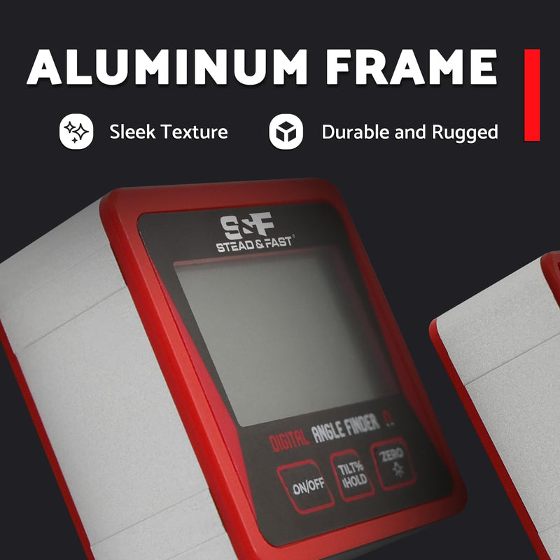 [Australia - AusPower] - S&F STEAD & FAST Digital Angle Finder Gauge Magnetic Protractor Inclinometer Table Saw Angle Gauge Level Cube with Magnetic Base for Woodworking, Carpentry, Construction Red 