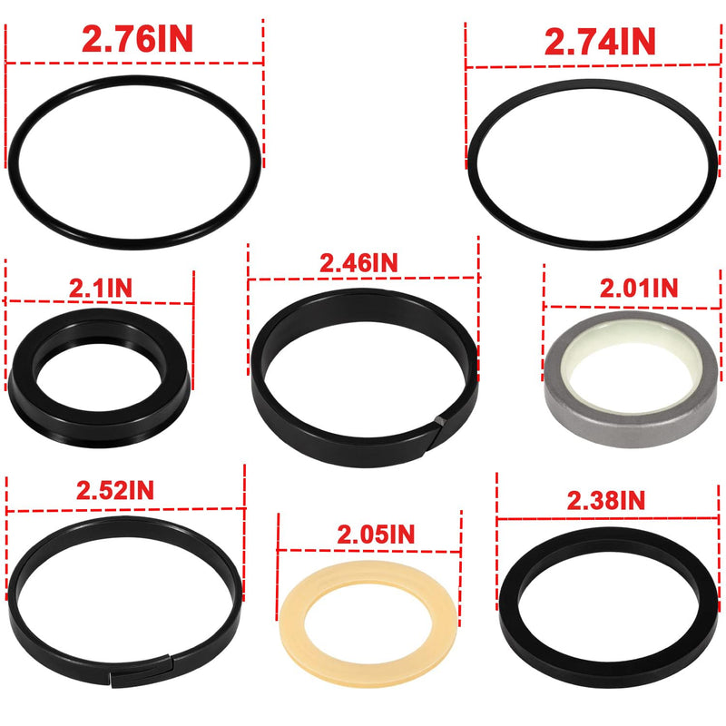 [Australia - AusPower] - Hydraulic Cylinder Seal Kit 2.5" Bore 1.5" Rod Replace for 1543253C1 G109456 G105550 Suitable for Loader Bucket Case Backhoe Loader 350 580B 580C 580F 680C (2.5" Bore 1.5" Rod) 