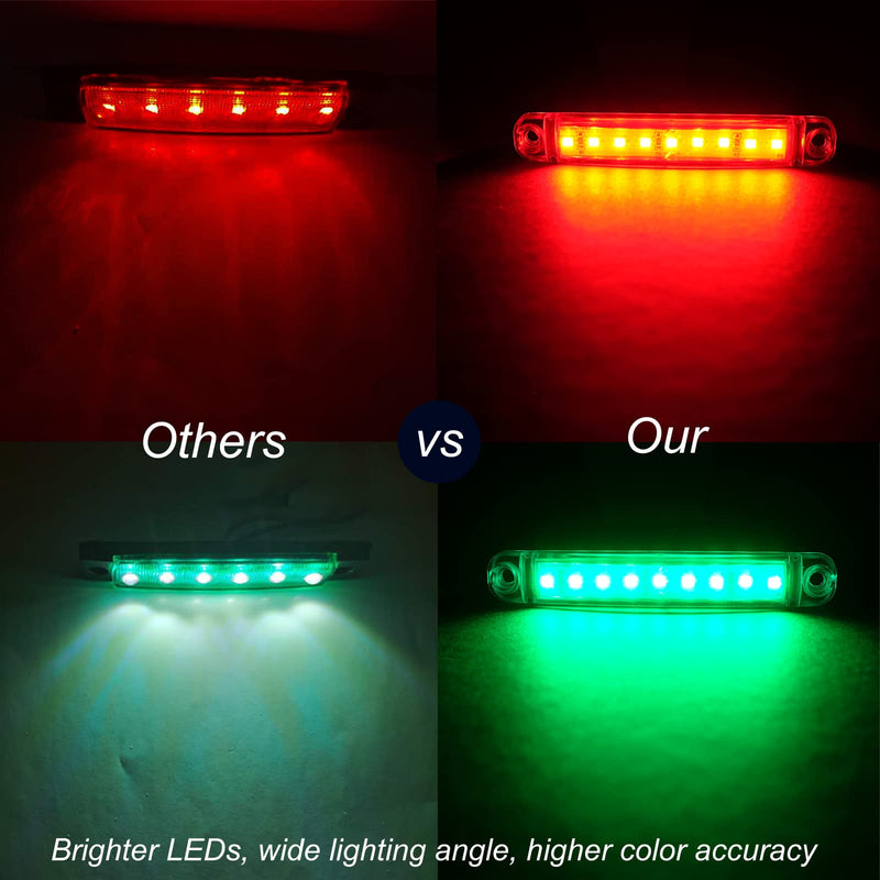 8Pcs Boat Navigation Lights, Stern Lights for Boats, Marine Led Lights for Boat Light Bow and Stern, LED Safety Lamps for Yacht Fishing Pontoon Boat Sailboat Kayak Bass Boat Vessel(Red & Green) 4X Red & 4X Green