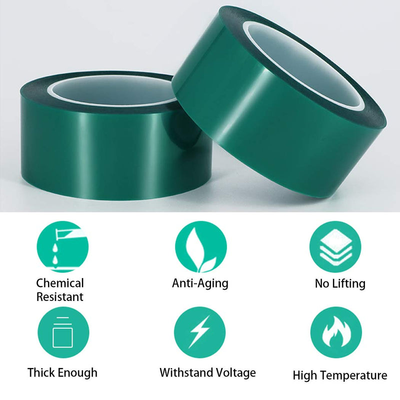 APT,2 Mil Polyester Tape with Silicone Adhesive, PET Tape, high Temperature Tape, 3.5 mil Thickness, Powder Coating, E-Coating (1, 3" x 72Yds)