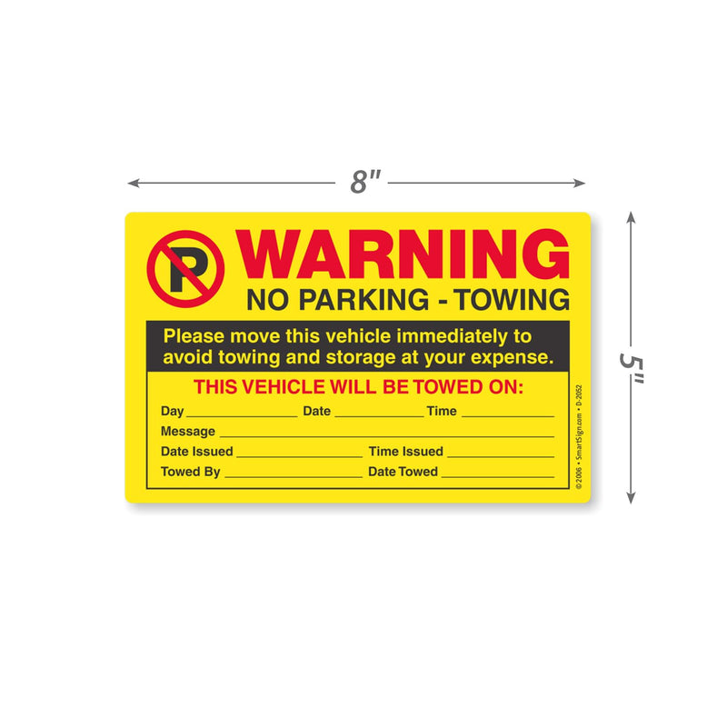 SmartSign Please Move This Vehicle to Avoid Towing Pack of 50 Parking Violation Stickers | 5" x 8"