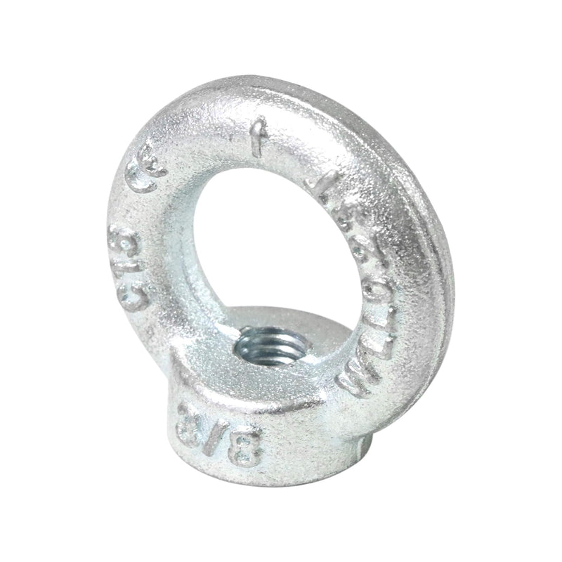 3/8"-16 UNC Standard Lifting Eye Nuts, Drop Forged Galvanized Threaded Fastener, C15 Stainless Steel Ring Shape Lifting Eye Nut, 2 Packs 3/8"