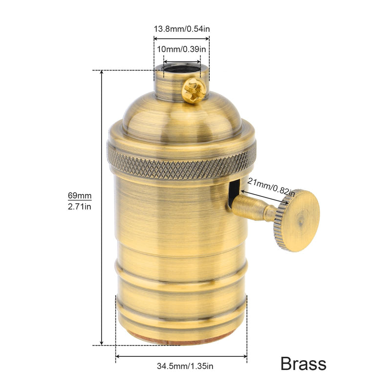 [Australia - AusPower] - Brass Lamp Socket, Vintage Edison E26/E27 Bulb Light Socket with On/Off Knob Switch(Gold) Brass 