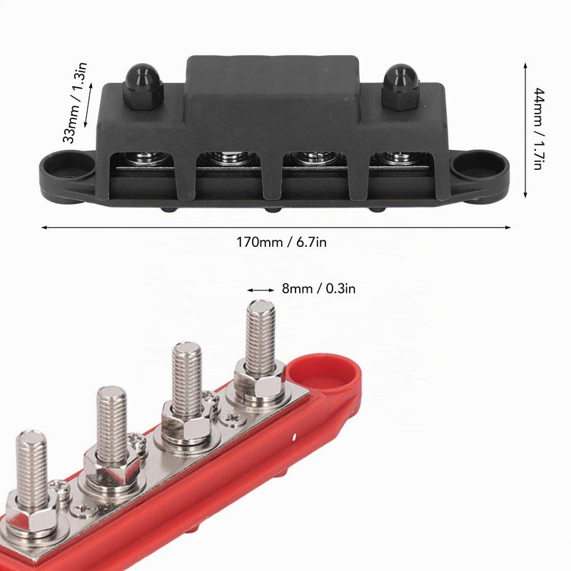 Pack of 2 Power Distribution Block 48V DC 250A M8 Screw Connection Busbar Block for Car Industry Marine Solar Systems Industrial Automation