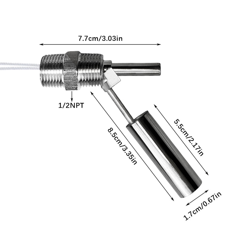 [Australia - AusPower] - Stainless Steel Liquid Level Sensor, 1/2 NPT Male Thread Side Mount Horizontal Liquid Float Switch, DC 0-110V Water Level Sensor Switch for Aquariums Tank/Fish/Hydroponics Pool 