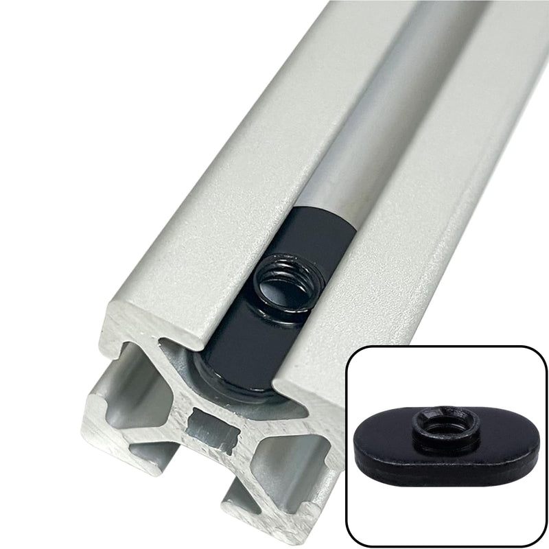[Australia - AusPower] - 25 Packs 1/4"-20 Threaded Centered Slide in Economy T Nuts, Applicable to T Track Accessories Hardware Nuts for Aluminum Extrusion Profile Rail or Base Aluminum Extrusion (Black) 