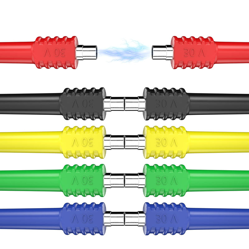 [Australia - AusPower] - Goupchn Magnetic Test Leads Kit 4mm Banana to Banana Plug Test Leads with Magnetic Connectors 5 Colors Flexible Jumper Test Wire Set 