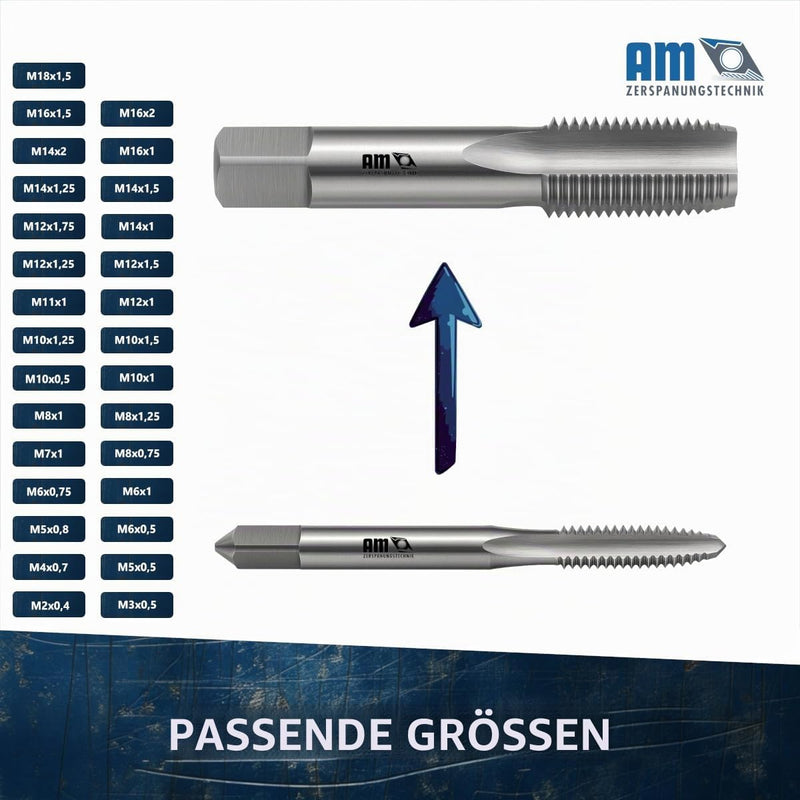 Tap Cutter Set M10 x 1, Taper + Finishing Tap, Tap Set 2 Pieces, Hand Tap (M10 x 1) M10x1