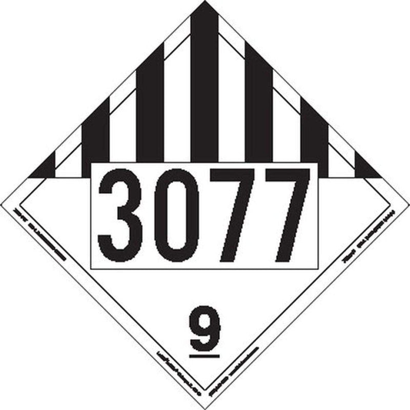 Labelmaster ZEZ19-77 UN3077 Miscellaneous Dangerous Goods Hazmat Placard, E-Z Removable Vinyl (Pack of 25) Single Pack UN3077 (Removeable)