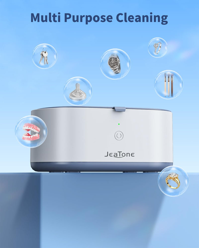 [Australia - AusPower] - Ultrasonic Jewelry Cleaner, JeaTone 20oz Ring Cleaner, 46KHz Professional Jewelry Cleaner Ultrasonic Machine, Jewelry Cleaner for All Jewelry, Rings, Diamonds, Gold, Glasses, Dentures Grey 