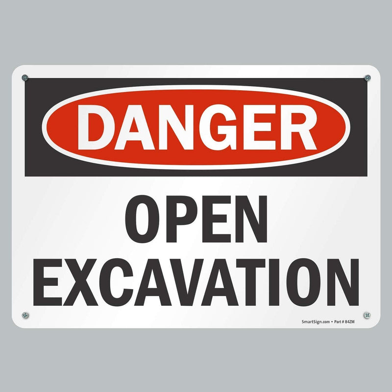 SmartSign - S-6735-PL-14 "Danger - Open Excavation" Sign | 10" x 14" Plastic