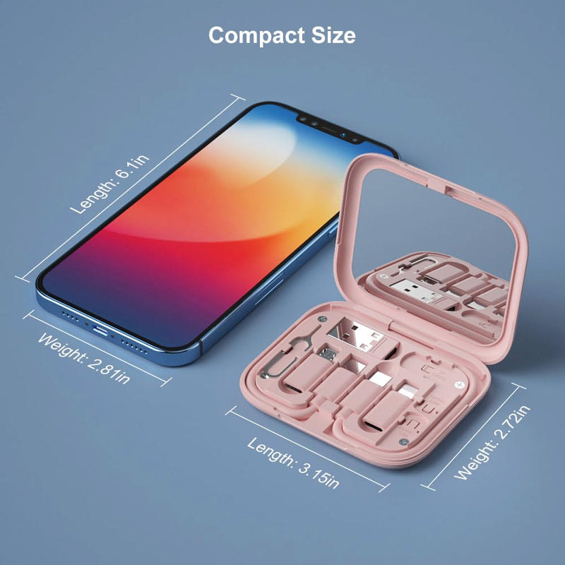 [Australia - AusPower] - USB-C to USB Adapter, USB C to Lighting Cable Box Contains Makeup Mirror/USB C Cable/Micro USB to USB C/USB A to USB C, Cell Phone OTG Adapters for iPhone 14/15, Google Pixel, Samsung Galaxy… Pink 