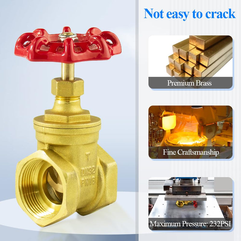 [Australia - AusPower] - WiseWater Brass Gate Valve,1 1/4" BSPP Rotating Sluice Valve Two-way Flow Manual Rotary Sluice Valve for Mechanical Equipment,HVAC and Industrial Plumbing Systems (DN32) 1/4"-BSPP 