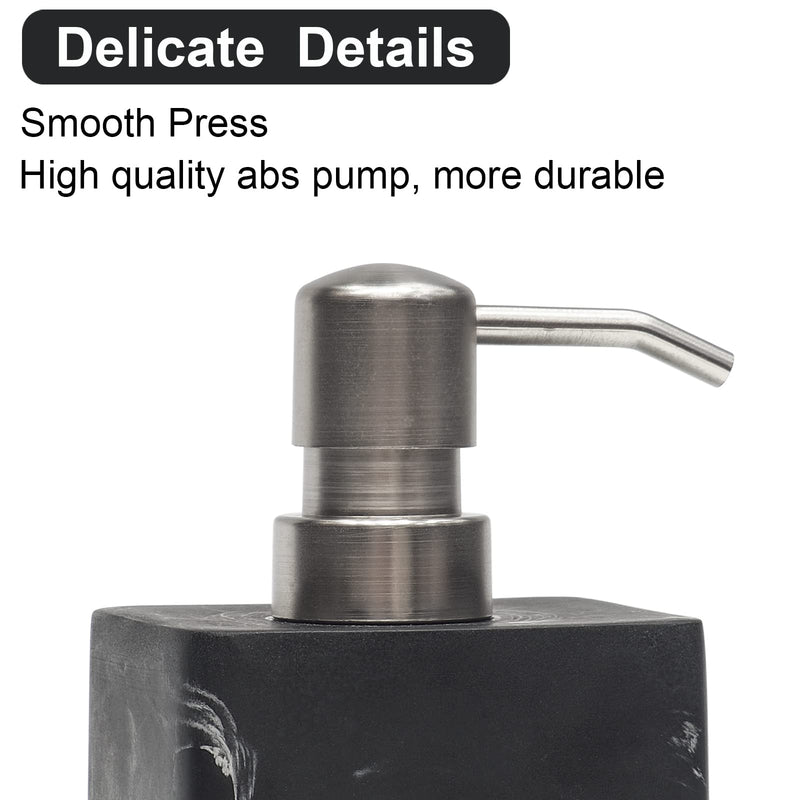 15Oz Marble Style Resin Soap Dispenser Set,2pcs Hand and Dish Soap Dispenser for Bathroom Countertop or Kitchen Sink,Refillable Decorative Liquid Soap Dispenser with Easy-Press Pump,White&Black