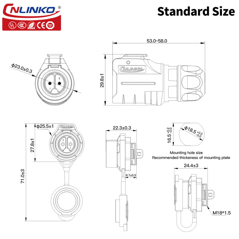 [Australia - AusPower] - CNLINKO IP68 Circular Panel M16 Plastic 8 Pin Plug and Socket Electrial Waterproof Auto Wire Harness Solder with Cover for Power Equipment DC/AC Welding Connector (8 Pin) 