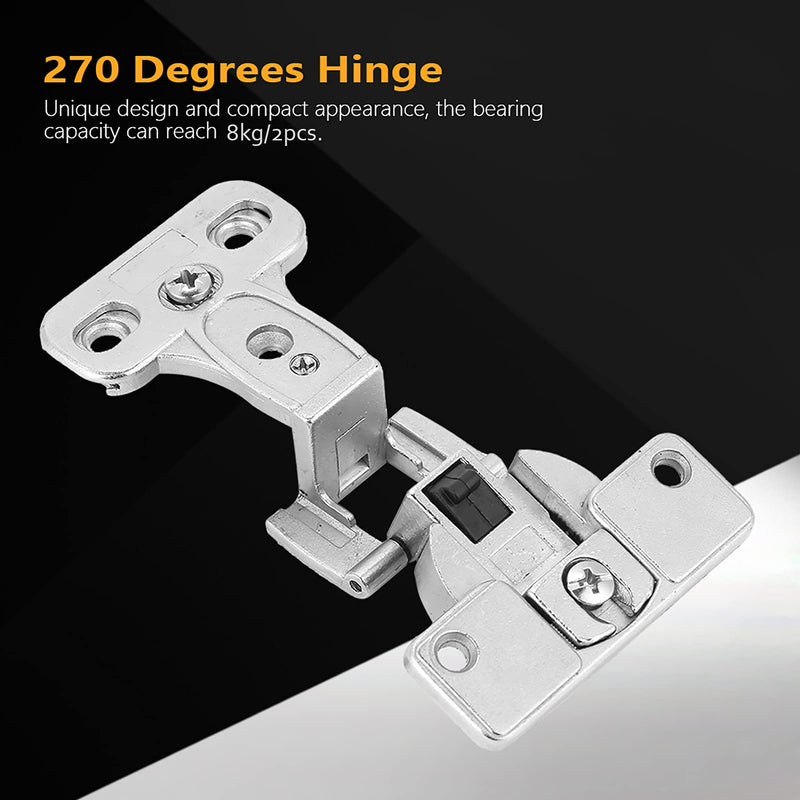 [Australia - AusPower] - Furniture Door Hinge, 1Pc 270 Degrees Zinc Alloy Furniture Door Folding Hinge Fixing Accessories, Full Open Large Angle Cabinet Wardrobe Folding Hinge (Removable) Removable 