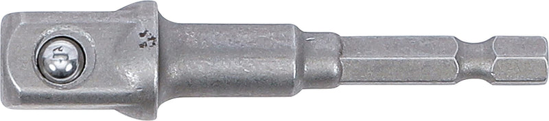 BGS 9685-3 | Adapter for Drills | Hexagon Socket 6.3 mm (1/4 Inch) | Drive external hexagon 6.3 mm (1/4 inch) / output external square 12.5 mm (1/2 inch), length 72 mm, chrome vanadium steel 1 piece. Output: external square 12.5 mm (1/2 inch)