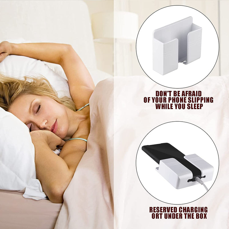 [Australia - AusPower] - CEI&BPY 2Pcs Phone Holder Wall Mounted, Phone Stand with Self Adhesive. Phone Holder for Shower/Charging.Compatible with iPhone and Android (2Pcs-White) White 
