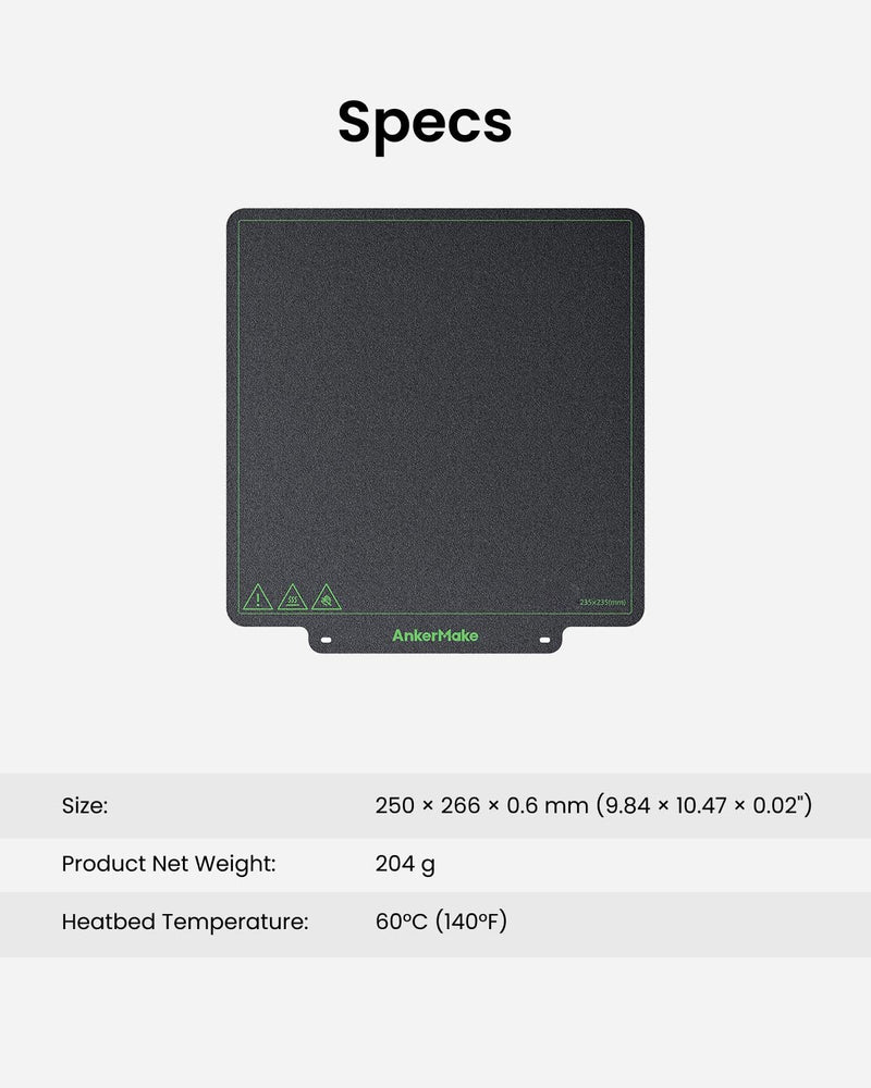 AnkerMake M5 PEI Soft Magnetic Steel Plate, Double-Sided with Textured PEI, for AnkerMake M5 3D Printer, 235 * 235 mm M5 235×235 mm PEI Plate