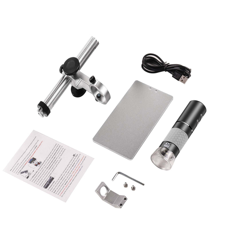 [Australia - AusPower] - Ninyoon 4K WiFi Microscope with Professional Stand for iPhone Android PC, 50-1000X Digital USB Microscope Wireless HD Camera for All Mobile Phones iPad Android Tablet Windows Mac Chrome Linux gray 
